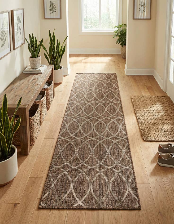 Detail image of 2' x 6'  Washable Trellis Indoor / Outdoor Runner Rug