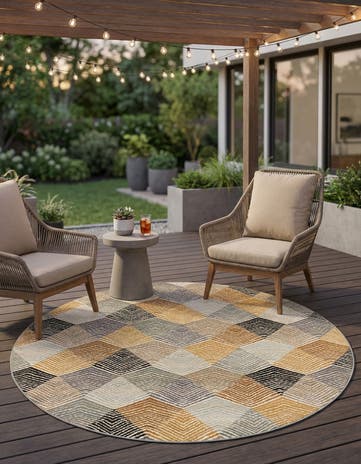 7' 10 x 7' 10 Easy-Clean Modern Indoor / Outdoor Round Rug