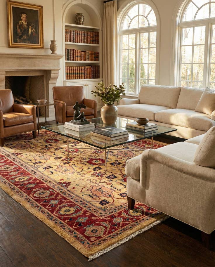 Detail image of 5' 8 x 7' 11 Hand Knotted Ziegler Wool Rug