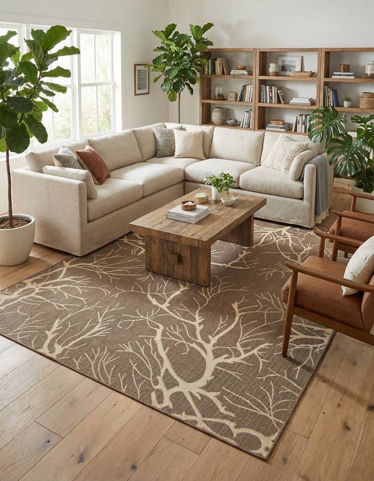 Detail image of 7' x 10'  Washable Botanical Indoor / Outdoor Rug