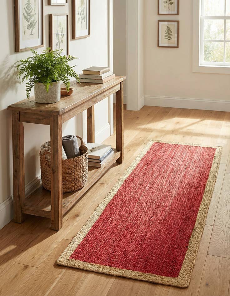 Detail image of 2' x 6' 1  Hand Braided Jute Runner Rug