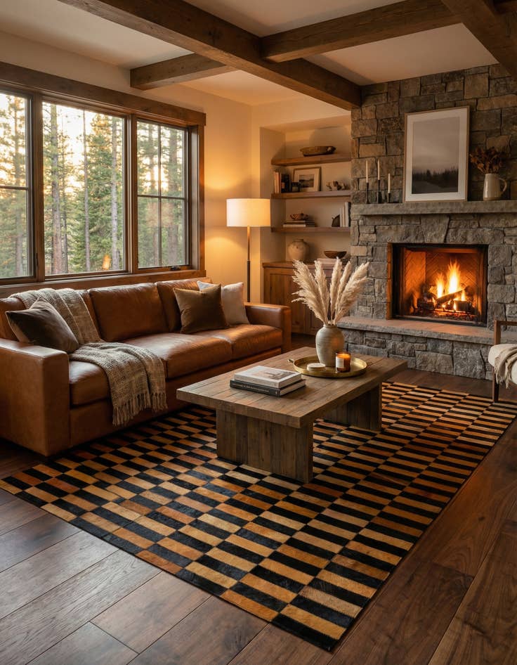 Detail image of  4' 11 x 8' Cowhide - Patchwork Rug