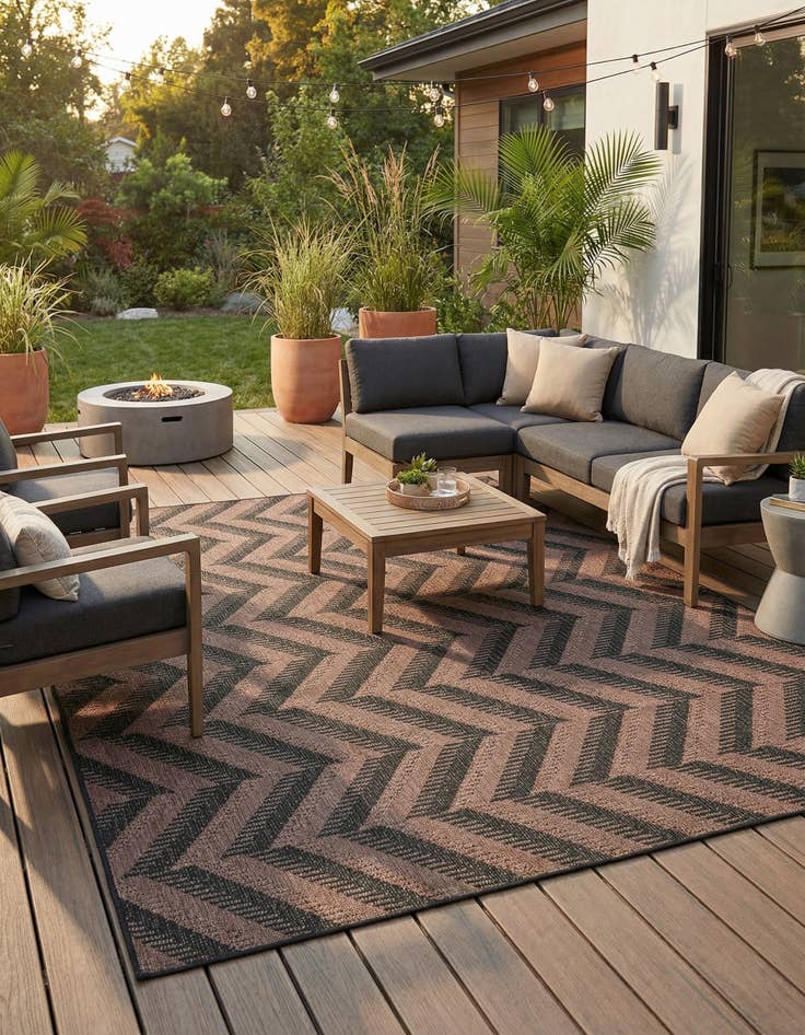 Detail image of 7' x 10'  Washable Modern Indoor / Outdoor Rug