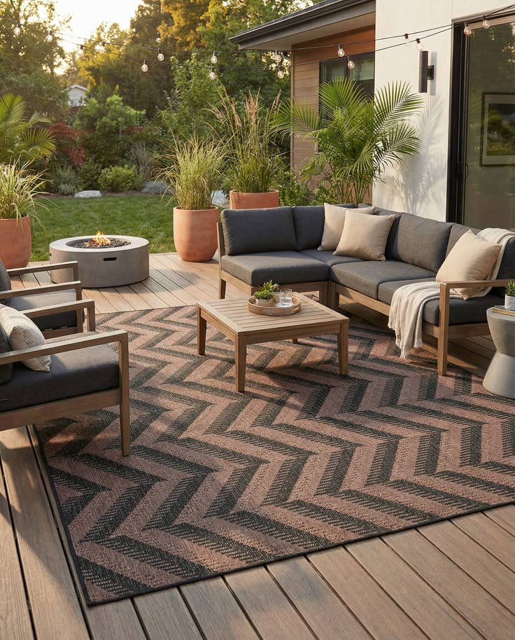 Detail image of 7' x 10' Easy-Clean Modern Indoor / Outdoor Rug