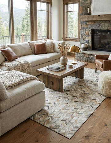 5' x 7' 10 Cowhide Leather Rug