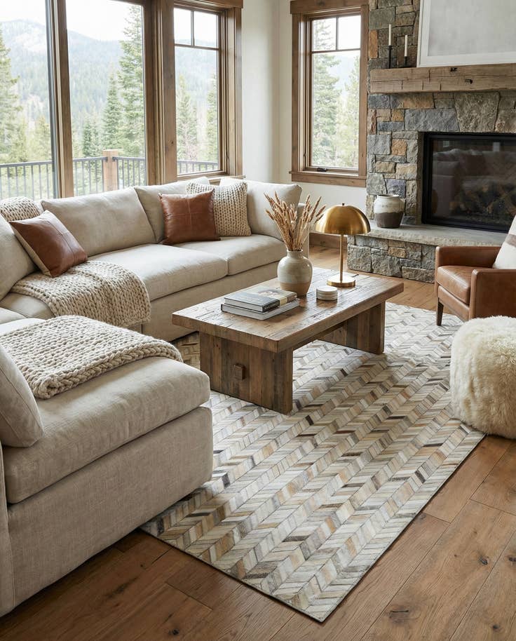 Detail image of 5' x 7' 10 Cowhide Leather Rug