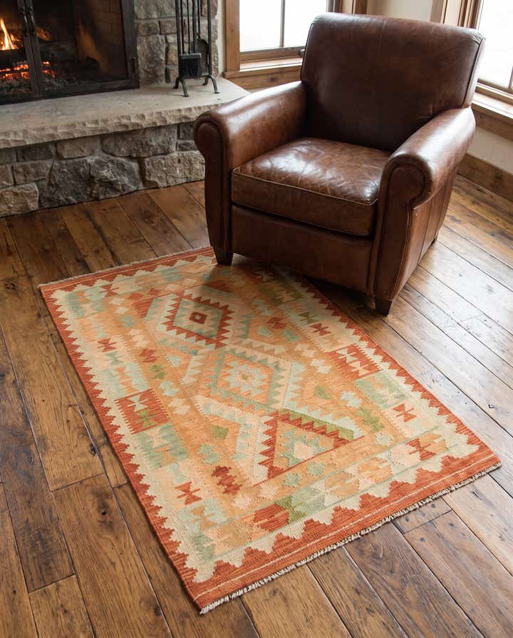 3' 2 x 5' Hand Woven Kilim Waziri Wool Rug