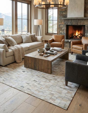 5' 3 x 7' 10 Cowhide Leather Rug