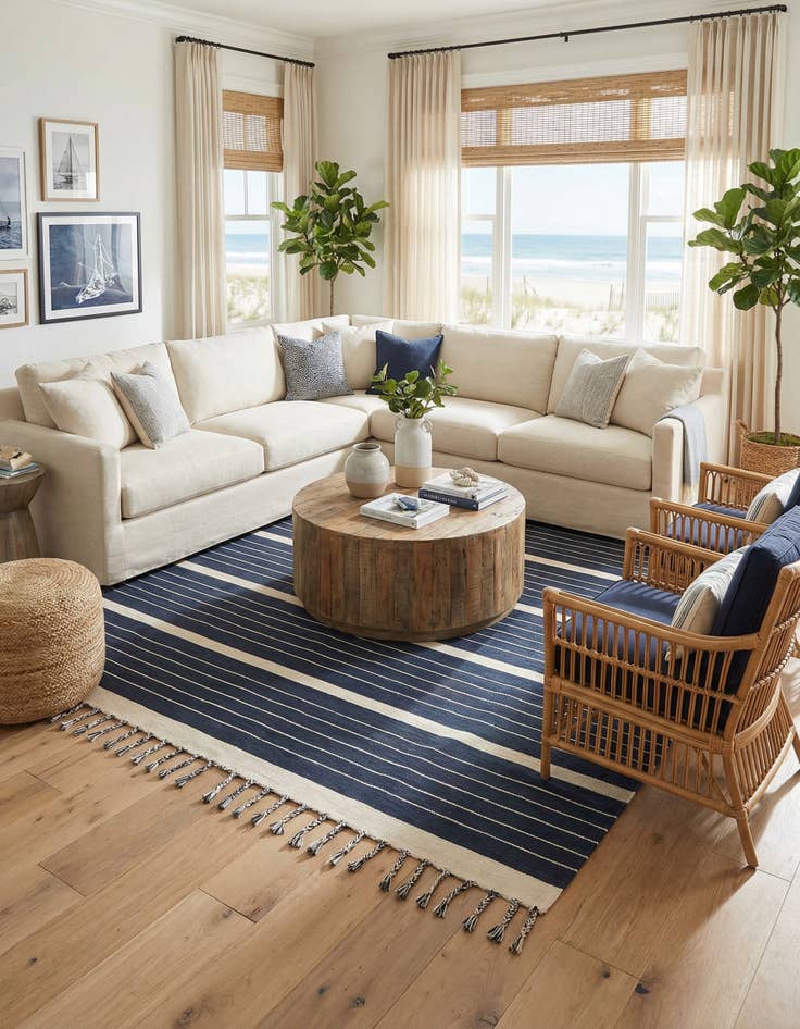 Detail image of 10' x 10'  Hand Woven Chindi Cotton Square Rug