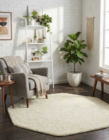 Ivory Everyday Shag Octagon Rug