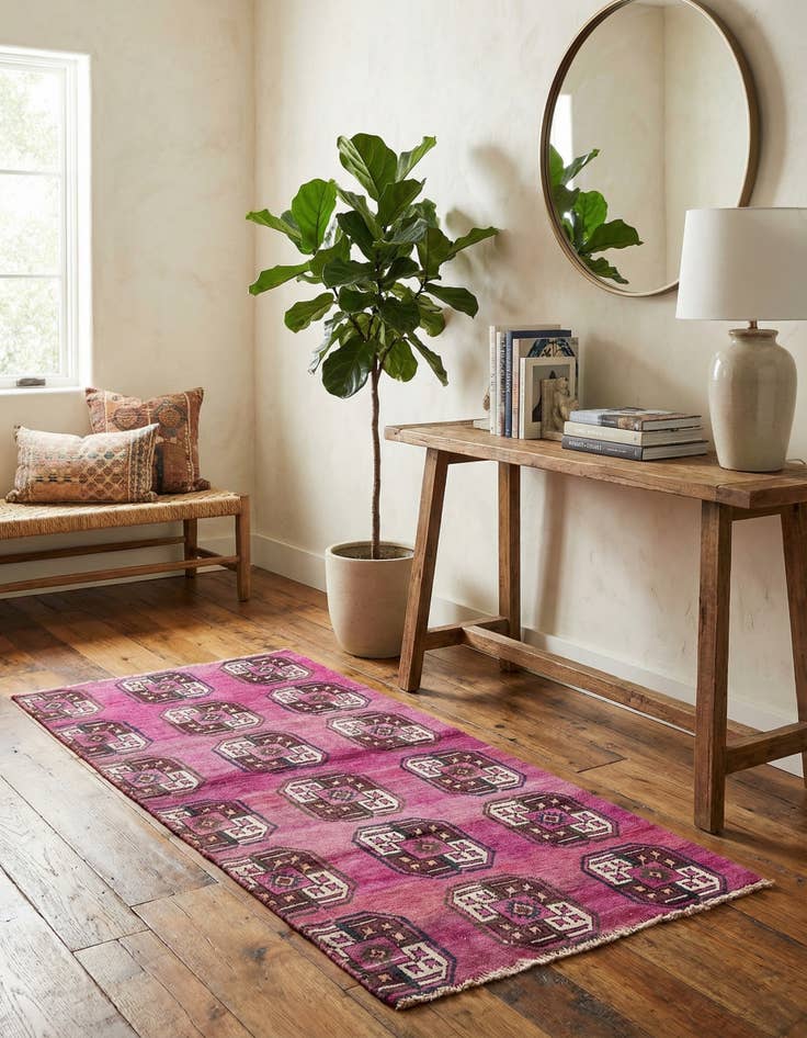 Detail image of 3' 1 x 6' 2  Hand Knotted Ultra Vintage Persian Wool Runner Rug