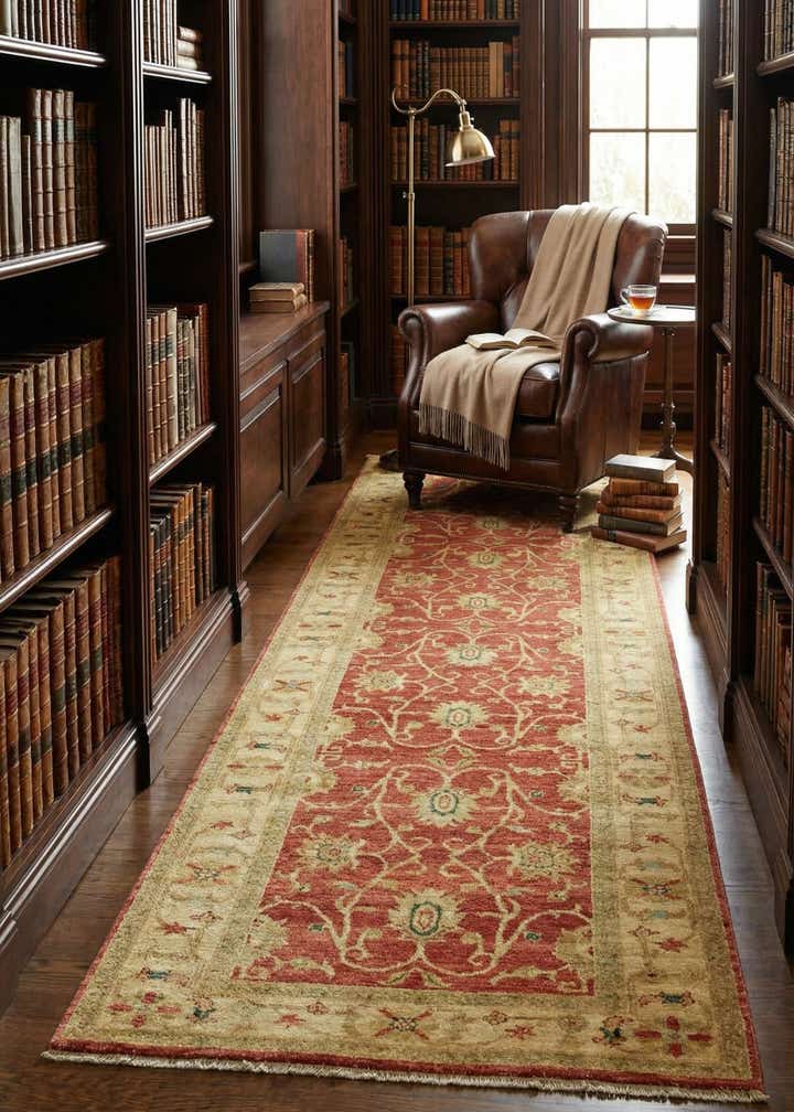 2' 9 x 9' 3 Hand Knotted Peshawar Ziegler Runner Rug