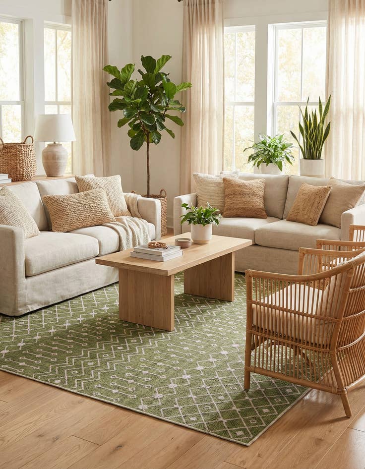 Detail image of 13' x 13'  Washable Trellis Indoor / Outdoor Square Rug