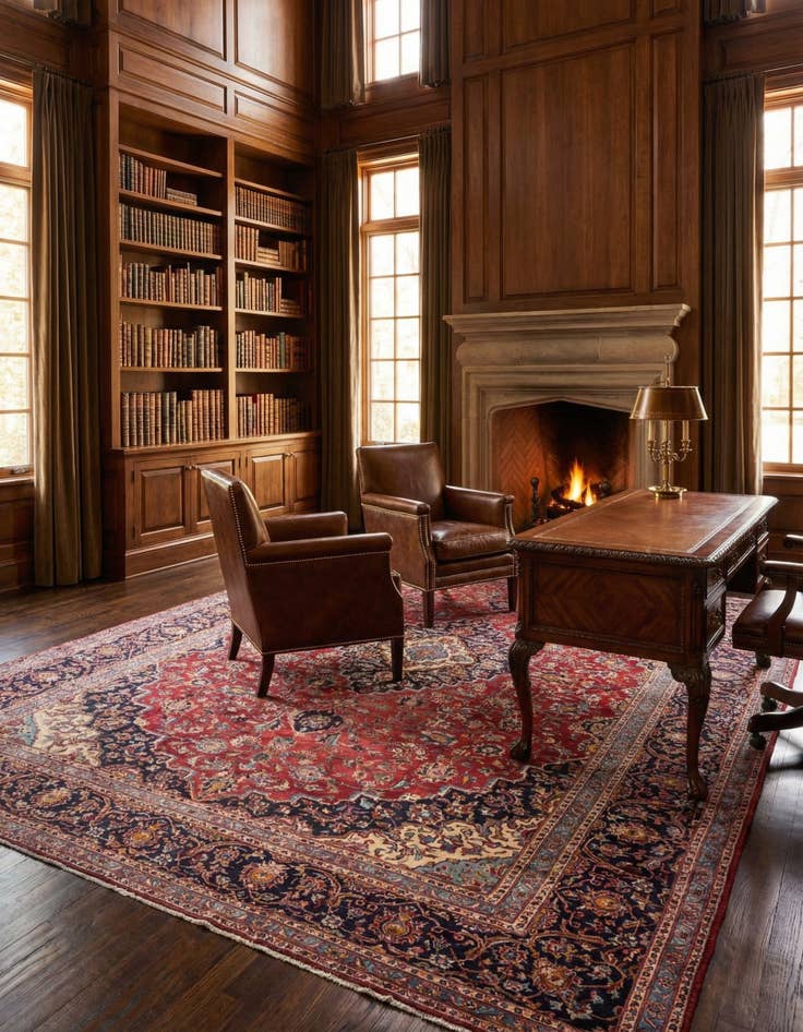 Detail image of  9' 10 x 12' 9  Hand Knotted Kashan Persian Wool Rug