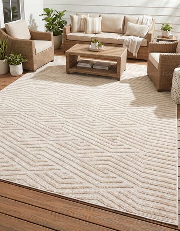 Beige Easy-Clean Sabrina Soto Hudson Indoor / Outdoor Rug