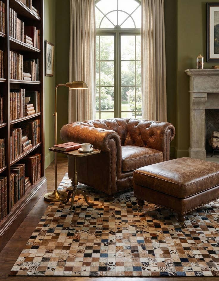 Detail image of  5' 1 x 8' Cowhide Leather Rug