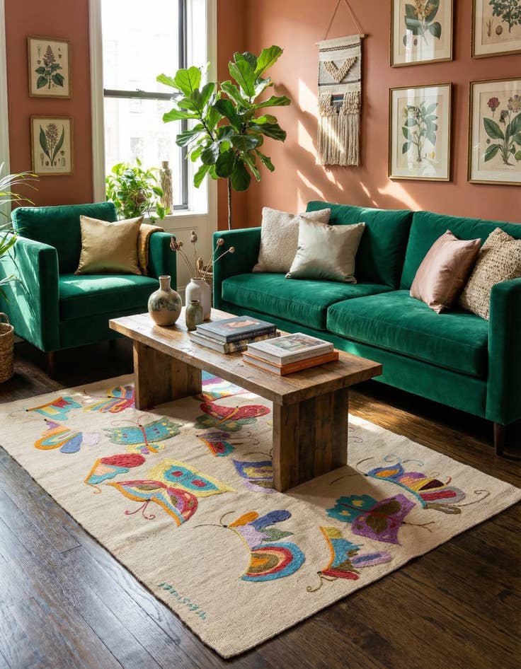 Detail image of 3' 2 x 4' 8  Hand Woven Kilim Suzani Wool Rug