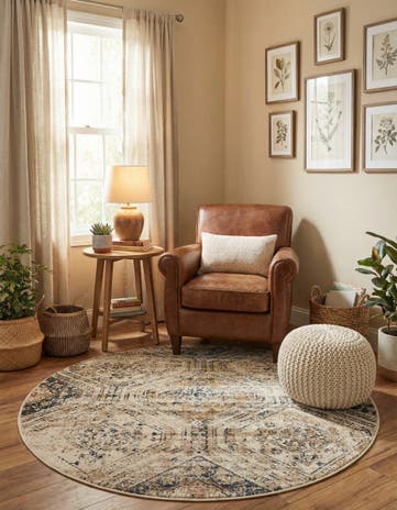 Blue Beige Eliza Round Rug