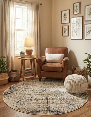 Blue Beige Eliza Round Rug