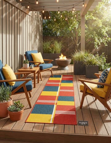 2' 7 x 12' Easy-Clean Modern Indoor / Outdoor Runner Rug