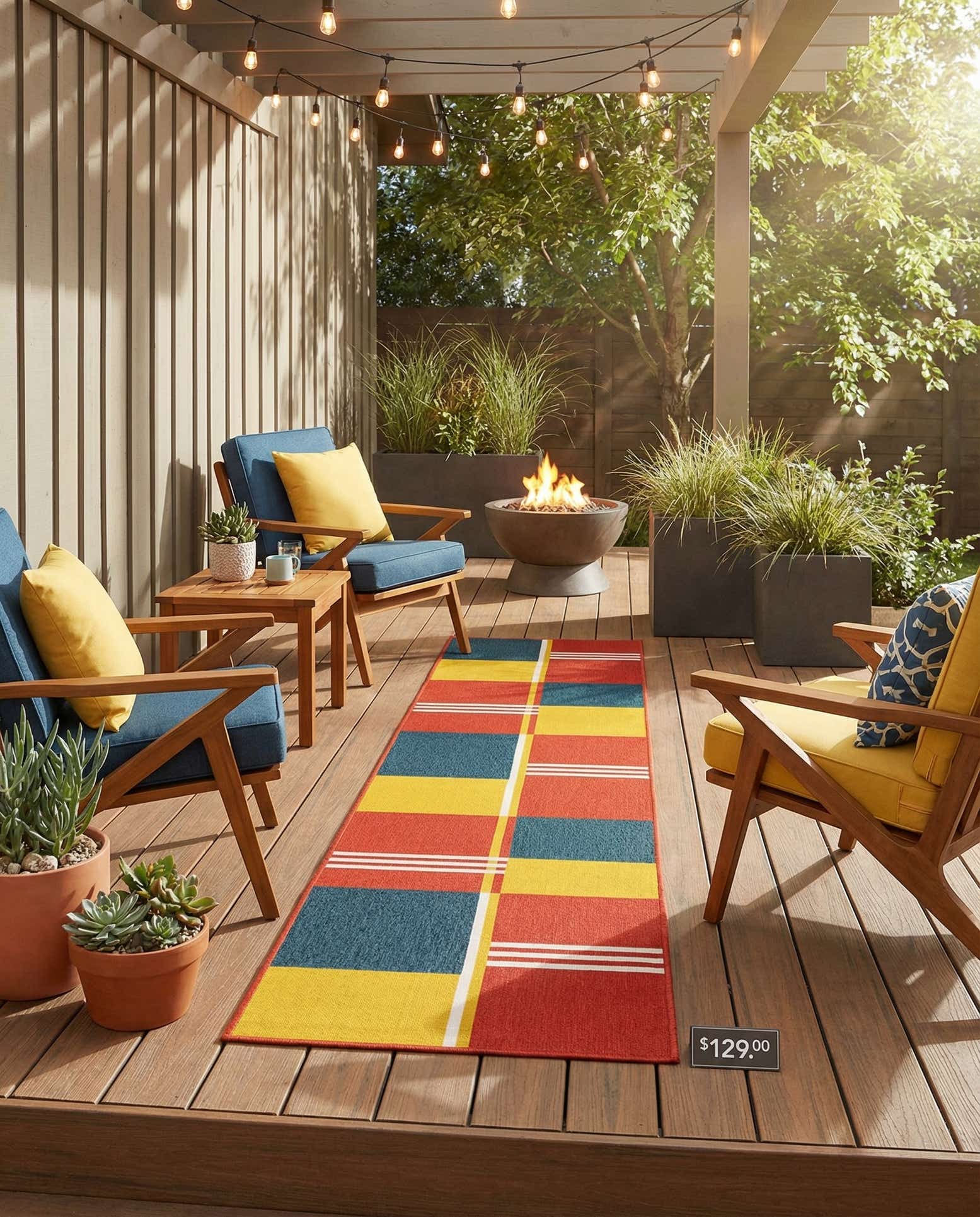 2' 7 x 12' Easy-Clean Modern Indoor / Outdoor Runner Rug