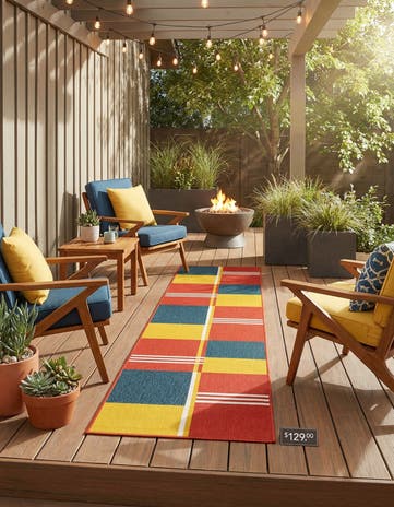 2' 7 x 12' Easy-Clean Modern Indoor / Outdoor Runner Rug