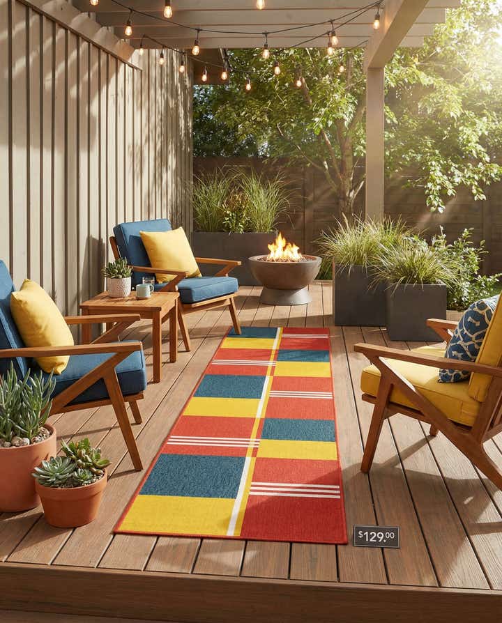 2' 7 x 12' Easy-Clean Modern Indoor / Outdoor Runner Rug