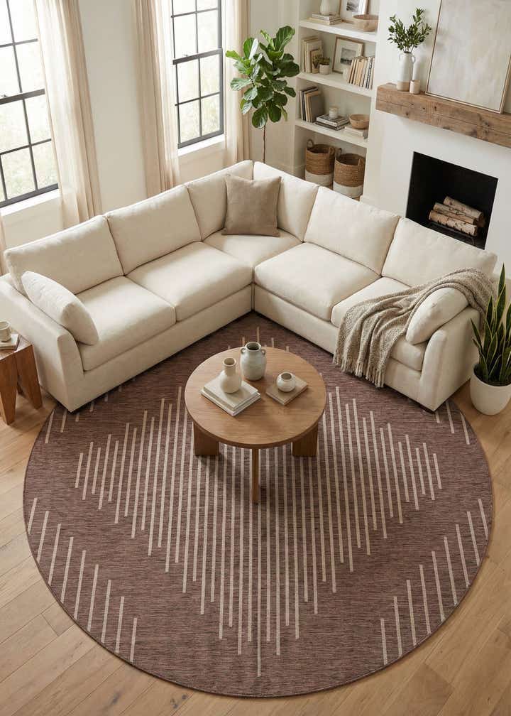 10' 8 x 10' 8 Easy-Clean Modern Indoor / Outdoor Round Rug