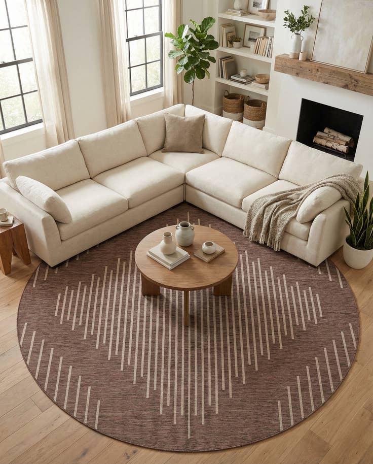 Detail image of 10' 8 x 10' 8 Easy-Clean Modern Indoor / Outdoor Round Rug
