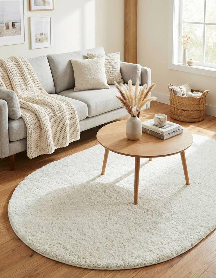 Detail image of  5' 3 x 8' Soft Solid Shag Oval Rug