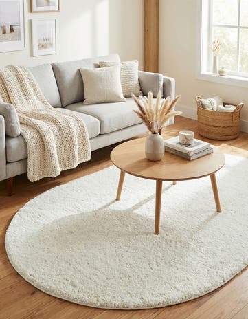 5' 3 x 8' Soft Solid Shag Oval Rug
