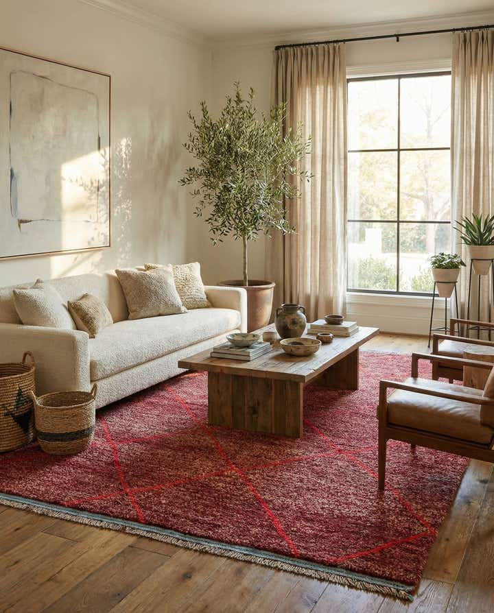 6' 1 x 9' 3 Hand Knotted Moroccan Wool Rug