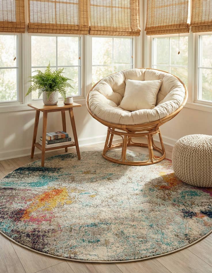 Detail image of 6' x 6'  Washable Spectrum Round Rug