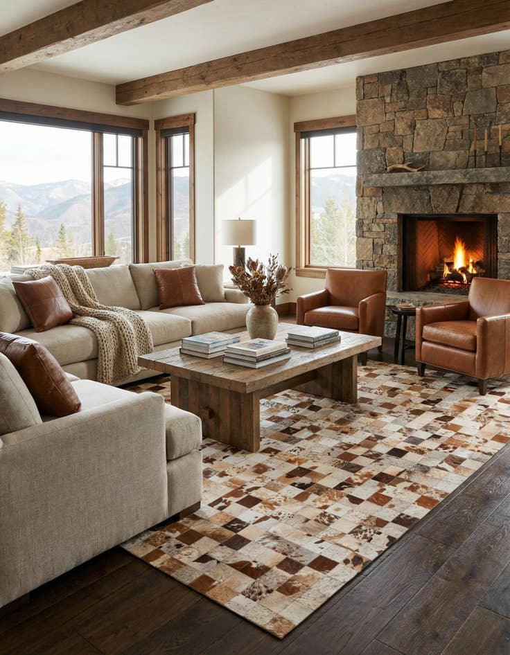 Detail image of  8' x 9' 10 Cowhide Leather Rug