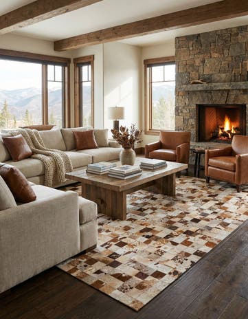 8' x 9' 10 Cowhide Leather Rug
