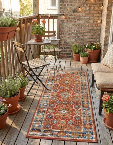 2' x 5' Easy-Clean Traditional Indoor / Outdoor Runner Rug