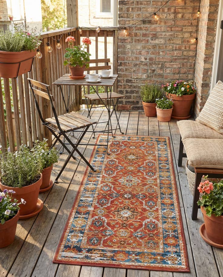 Detail image of 2' x 5' Easy-Clean Traditional Indoor / Outdoor Runner Rug