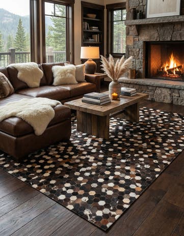 5' x 8' Cowhide Leather Rug