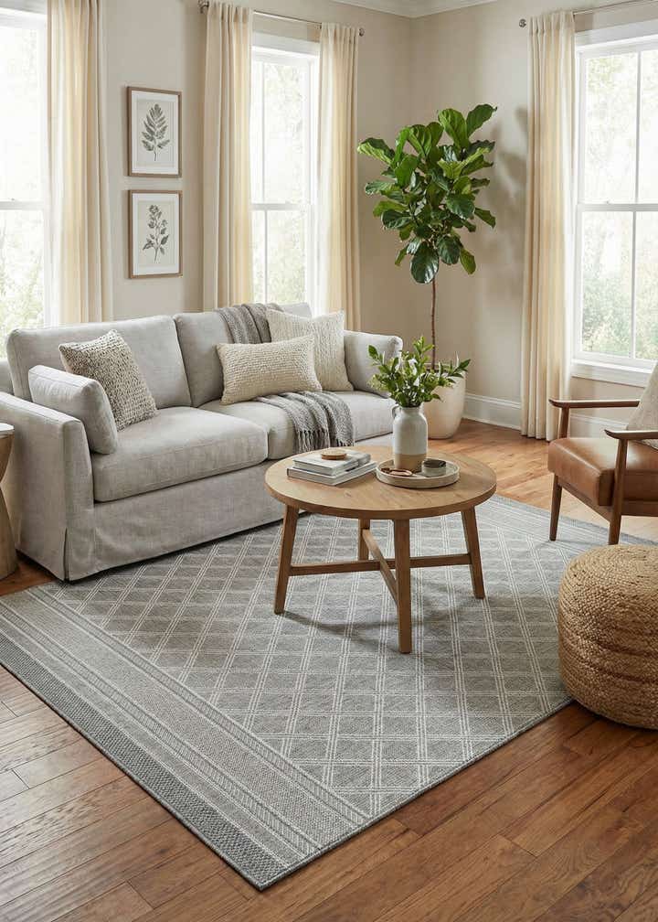 6' 1 x 9' Easy-Clean Trellis Indoor / Outdoor Rug