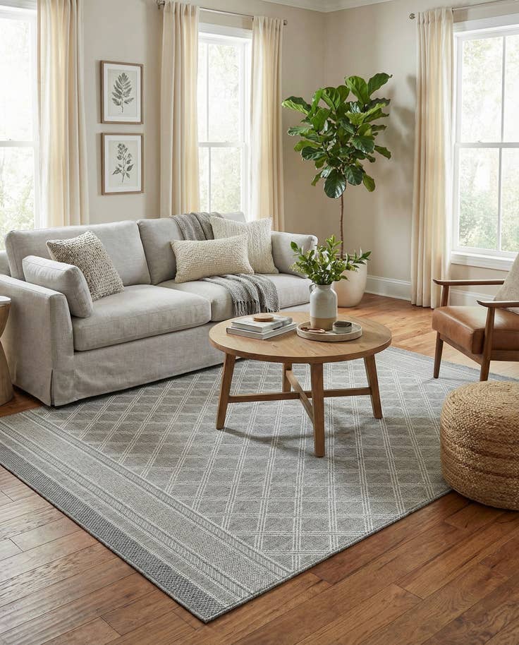 Detail image of 6' 1 x 9' Easy-Clean Trellis Indoor / Outdoor Rug
