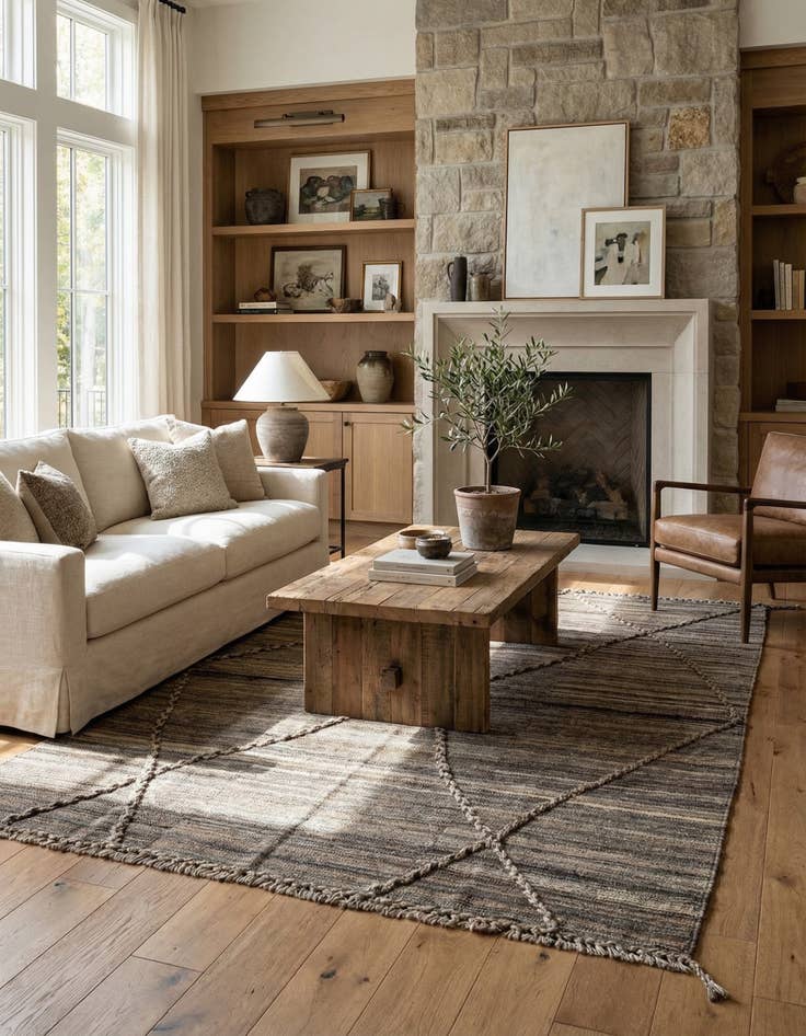 Detail image of 4' 3 x 6'  Hand Woven Kilim Modern Wool Rug