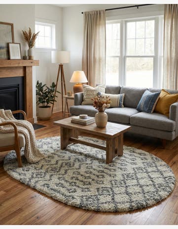 7' 10 x 10' Moroccan Trellis Shag Oval Rug