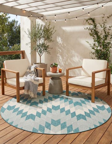 7' 10 x 7' 10 Easy-Clean Modern Indoor / Outdoor Round Rug