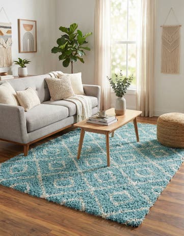5' 3 x 8' Lattice Shag Rug