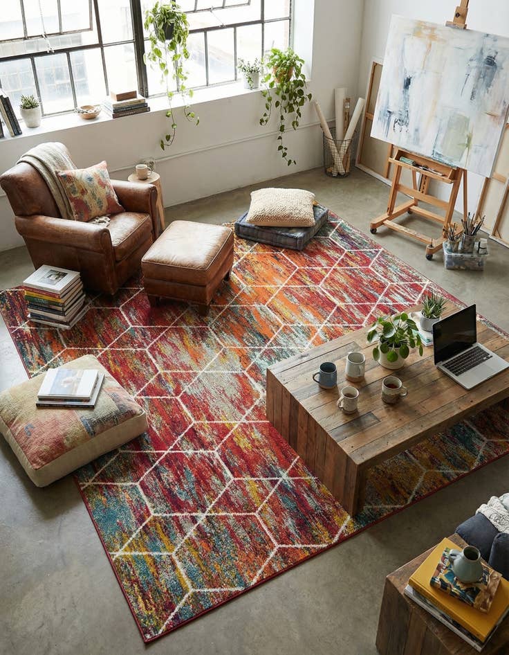 Detail image of 10' x 10' Trellis Frieze Square Rug