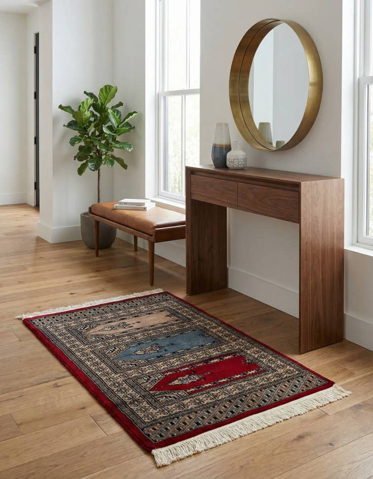 Detail image of 2' 1 x 3' 4 Hand Knotted Bokhara Oriental Wool Rug