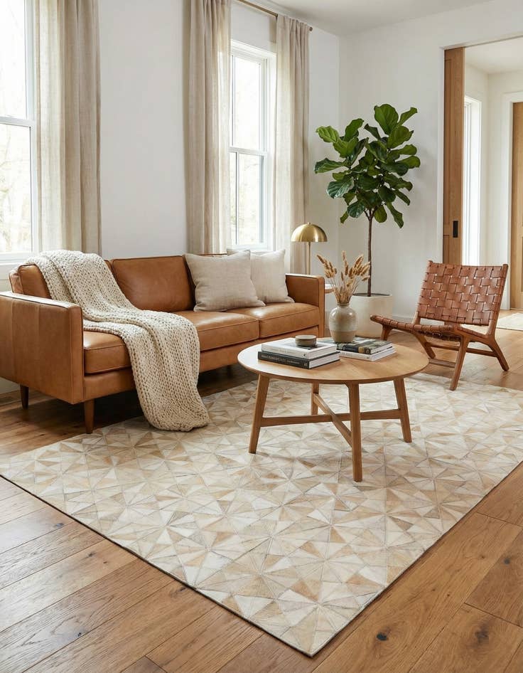 Detail image of 4' x 5' 11 Cowhide Stocks Rug