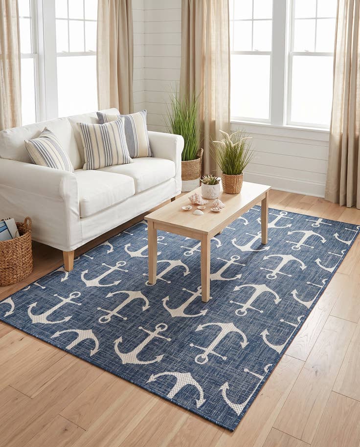 Detail image of 5' 3 x 7' Easy-Clean Coastal Indoor / Outdoor Rug