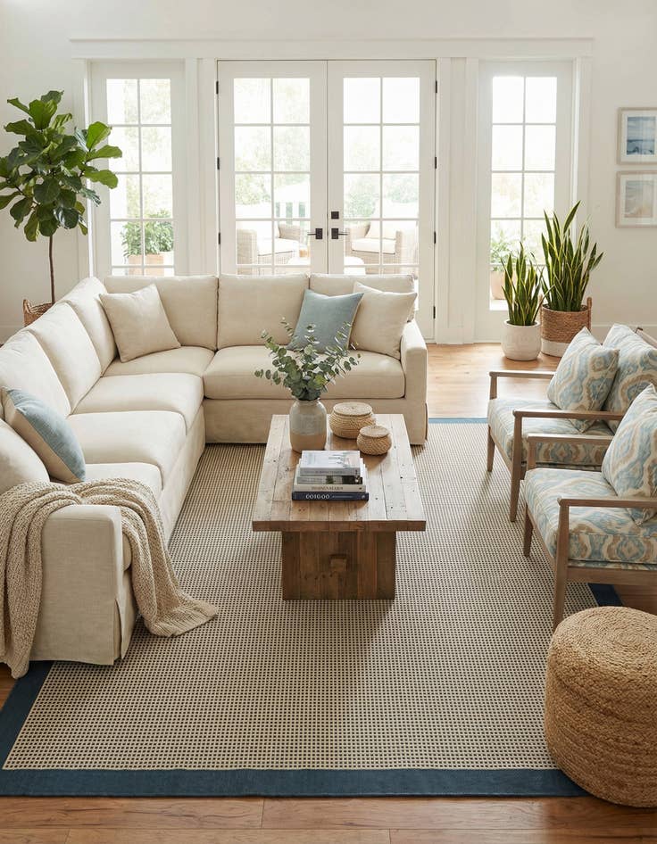 Detail image of 10' x 14'  Washable Border Indoor / Outdoor Rug