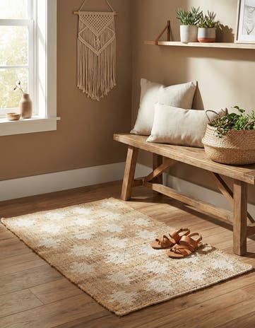 Beige and Ivory Hand Woven Kala Handwoven Jute Rug